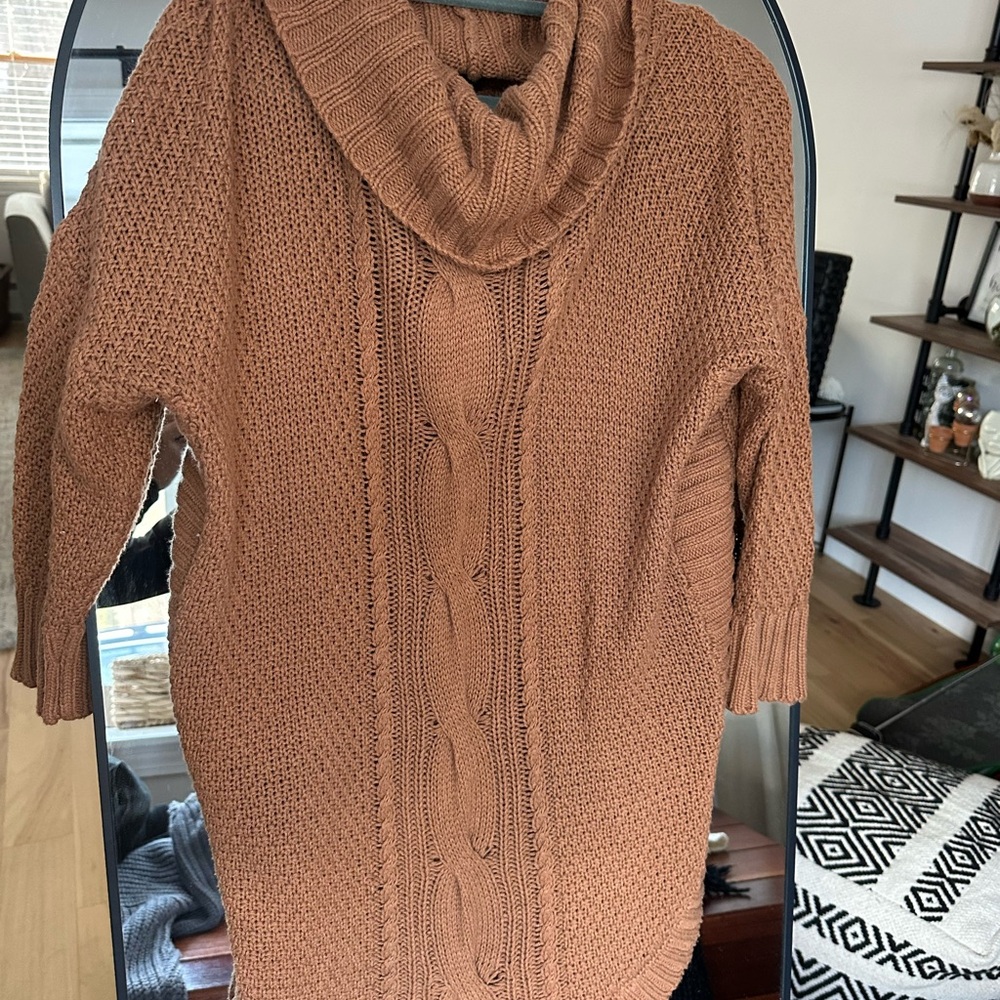 Express Tan Cowl Neck Sweater